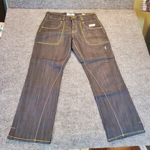 Songs of Freedom Jeans Mens 34 Straight Fit Dark Denim Unique Stitch Design